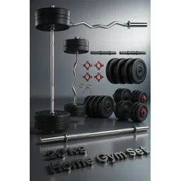 ranrox 20 kg 20 kg PVC GYM KIT WITH 3FT CURL, 3FT STRAIGHT ROD AND Home Gym Combo Home Gym Combo-picture-11