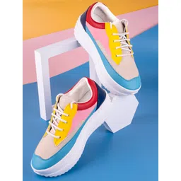 RapidBox Women White & Pink Colourblocked Sneakers-picture-25