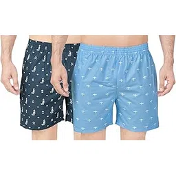raploch Men's Cotton Printed Boxer Regular Fit Solid 100% Soft & Durable Cotton Boxer Shorts Anti-Bacterial Moisture Wicking Microfibre Ultra-Light Boxers for Men (Combo of 2)-picture-38