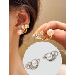 rappersshop Gold-Plated Artificial Stones and Beads Stud Earrings-picture-19