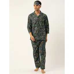 Rapra The Label Men Black & Multicoloured Printed Night suit-picture-10