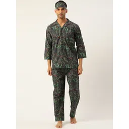 Rapra The Label Men Black & Multicoloured Printed Night suit-picture-20