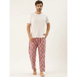 Rapra The Label Men White & Red Printed Cotton Lounge Pants-picture-11
