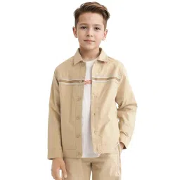 Rare Ones Boys Beige Cotton Solid Shacket-picture-12