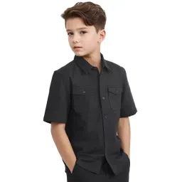 Rare Ones Boys Black Cotton Solid Shirt-picture-13
