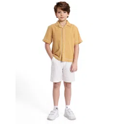 RARE ONES Boys Cuban Collar Textured Cotton Casual Shirts-picture-34
