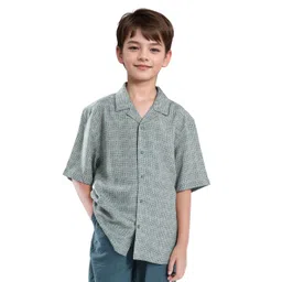 RARE ONES Boys Geometric Printed Cuban Collar Casual Shirt-picture-14