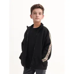 RARE ONES Boys Geometric Printed High Neck Cotton Front-Open Sweatshirt image 5