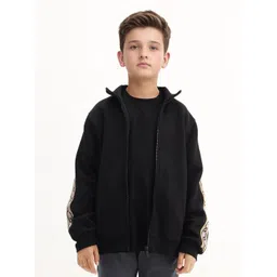 RARE ONES Boys Geometric Printed High Neck Cotton Front-Open Sweatshirt image 2