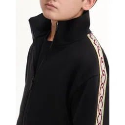 RARE ONES Boys Geometric Printed High Neck Cotton Front-Open Sweatshirt image 4