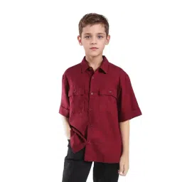 Rare Ones Boys Glin-S Red Polyester Blend Solid Button Closure Boxy Fit Shirt-picture-22
