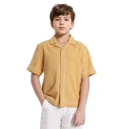 Rare Ones Boys Mustard Cotton Embroidery Shirt-picture-23
