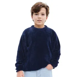 Rare Ones Boys Navy Cotton Solid Sweater-picture-37