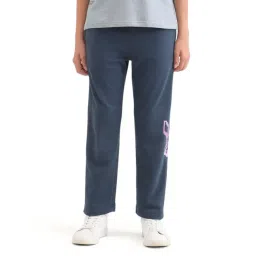 Rare Ones Boys Navy Drawstring Closure Straight Fit Printed Trackpants image 1