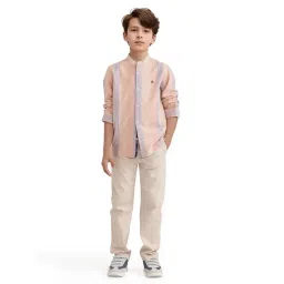 Rare Ones Boys Orange Cotton Striped Shirt-picture-24