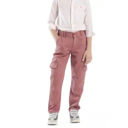 Rare Ones Boys Peach Cotton Solid Trousers-image-34