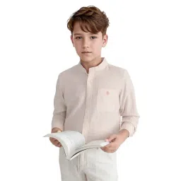 Rare Ones Boys Peach Cotton Striped Shirt-picture-33