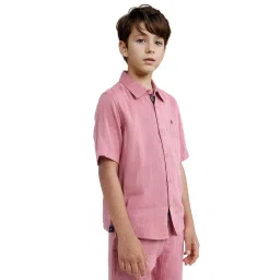 Rare Ones Boys Pink Cotton Solid Shirt image 3