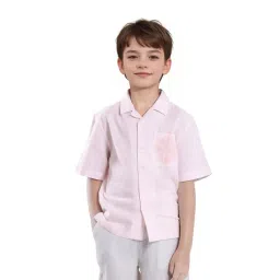 Rare Ones Boys Pink Cotton Striped Shirt-picture-16