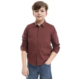 Rare Ones Boys Rust Cotton Blend Solid Shirt-picture-21