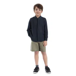 RARE ONES Boys Textured Mandarin Collar Cotton Casual Shirt-picture-22