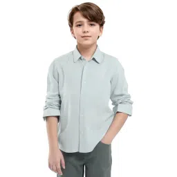 Rare Ones Boys Turquoise Linen Solid Shirt-picture-24