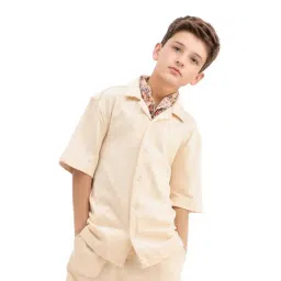 Rare Ones Boys Vask Beige Cotton Solid Button Closure Regular Fit Shirt-picture-39