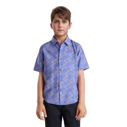 Rare Ones Boys Welt Purple Viscose Blend Print Button Closure Regular Fit Shirt-picture-23