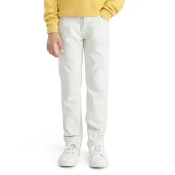 Rare Ones Boys White Cotton Blend Solid Jeans image 1