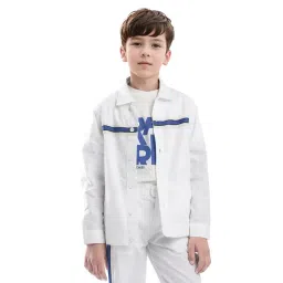 Rare Ones Boys White Cotton Solid Shacket-picture-40