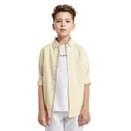 Rare Ones Boys Yellow Cotton Solid Shirt-picture-37