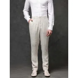 Rare Rabbit Beige Regular Fit Solid Trousers-picture-32