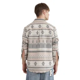 Rare Rabbit Beige Relaxed Fit Jacquard Shirt image 2