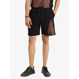 Rare Rabbit Black Oversized Fit Graphic Shorts-picture-12