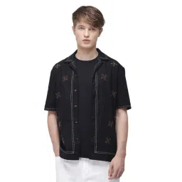 Rare Rabbit Black Relaxed Fit Embroidered Shirt-picture-35