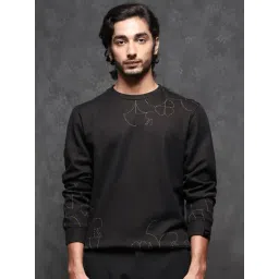 Rare Rabbit Black Relaxed Fit Embroidered Sweatshirt-picture-30