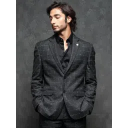 Rare Rabbit Black Tailored Fit Checks Formal Suit-picture-47