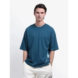 Rare Rabbit Blue Cotton Flared Fit Printed T-Shirt-image-29