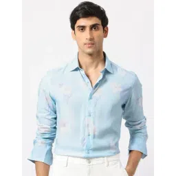 Rare Rabbit Blue Regular Fit Floral Shirt-picture-19