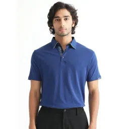 Rare Rabbit Blue Regular Fit Solid Polo T-Shirt-picture-29