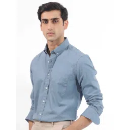 Rare Rabbit Blue Regular Fit Solid Shirt image 3