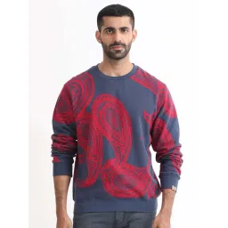 Rare Rabbit Blue Relaxed Fit Paisley Sweatshirt-picture-25