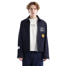 Rare Rabbit Blue Relaxed Fit Patchwork Jacket-picture-27