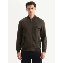 Rare Rabbit Bom Olive Polyester Blend Ribbed Collar Regular Fit Plain Jacket image 1