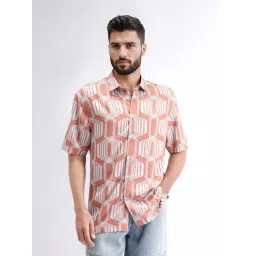 Rare Rabbit Brown Regular Fit Geometric Shirt-picture-11