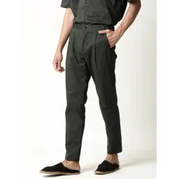 Rare Rabbit Green Cotton Solid Slim Fit Formal Trousers image 3