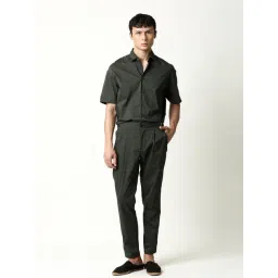 Rare Rabbit Green Cotton Solid Slim Fit Formal Trousers image 4