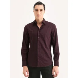 Rare Rabbit Laver Wine Cotton Regular Fit Striped Shirt-picture-16