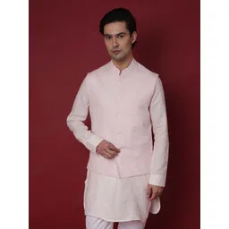 RARE RABBIT Men Caps Slim Fit Linen Woven Nehru Jacket-picture-14