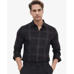 rare rabbit Men Checked Regular Fit Shirt with Spread Collar-picture-24